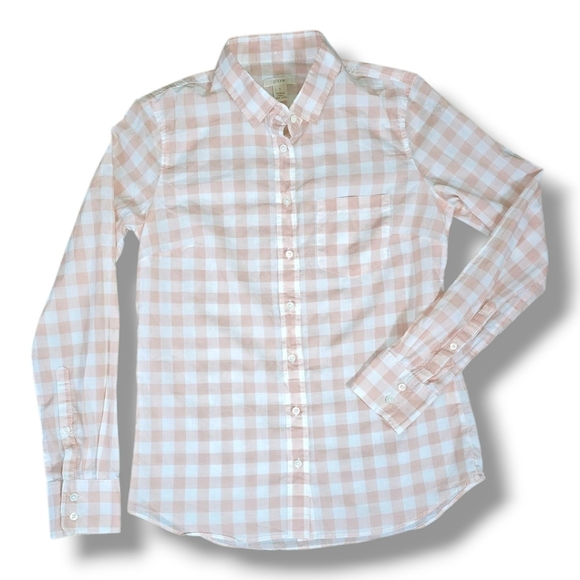 J. Crew | 100% Cotton Gingham Lightweight Button Down Womens Blouse SIZE 0 - Picture 14 of 15